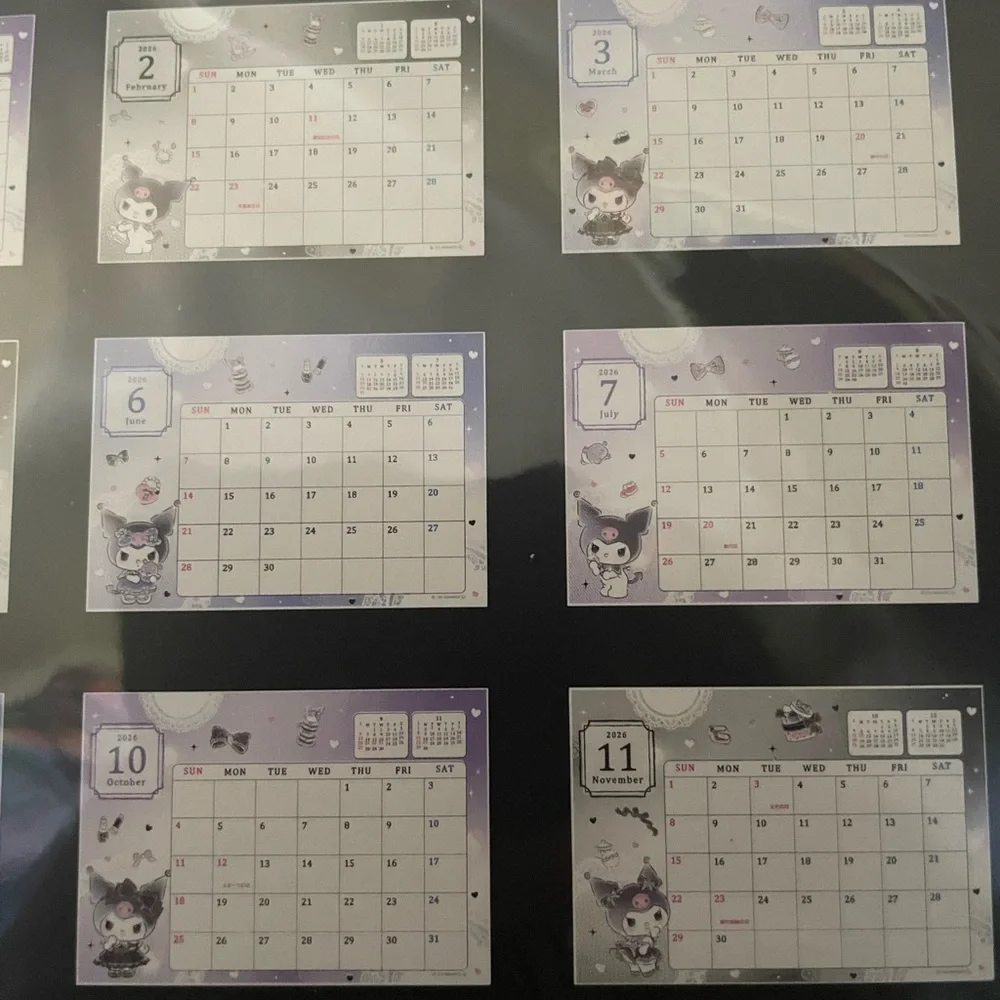 Small Sanrio Kuromi 2026 Desk Calendar - Picture 4 of 5